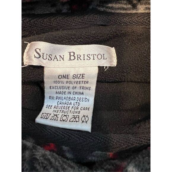 Susan Bristol plaid gray red black poncho one size cape winter - Picture 5 of 6